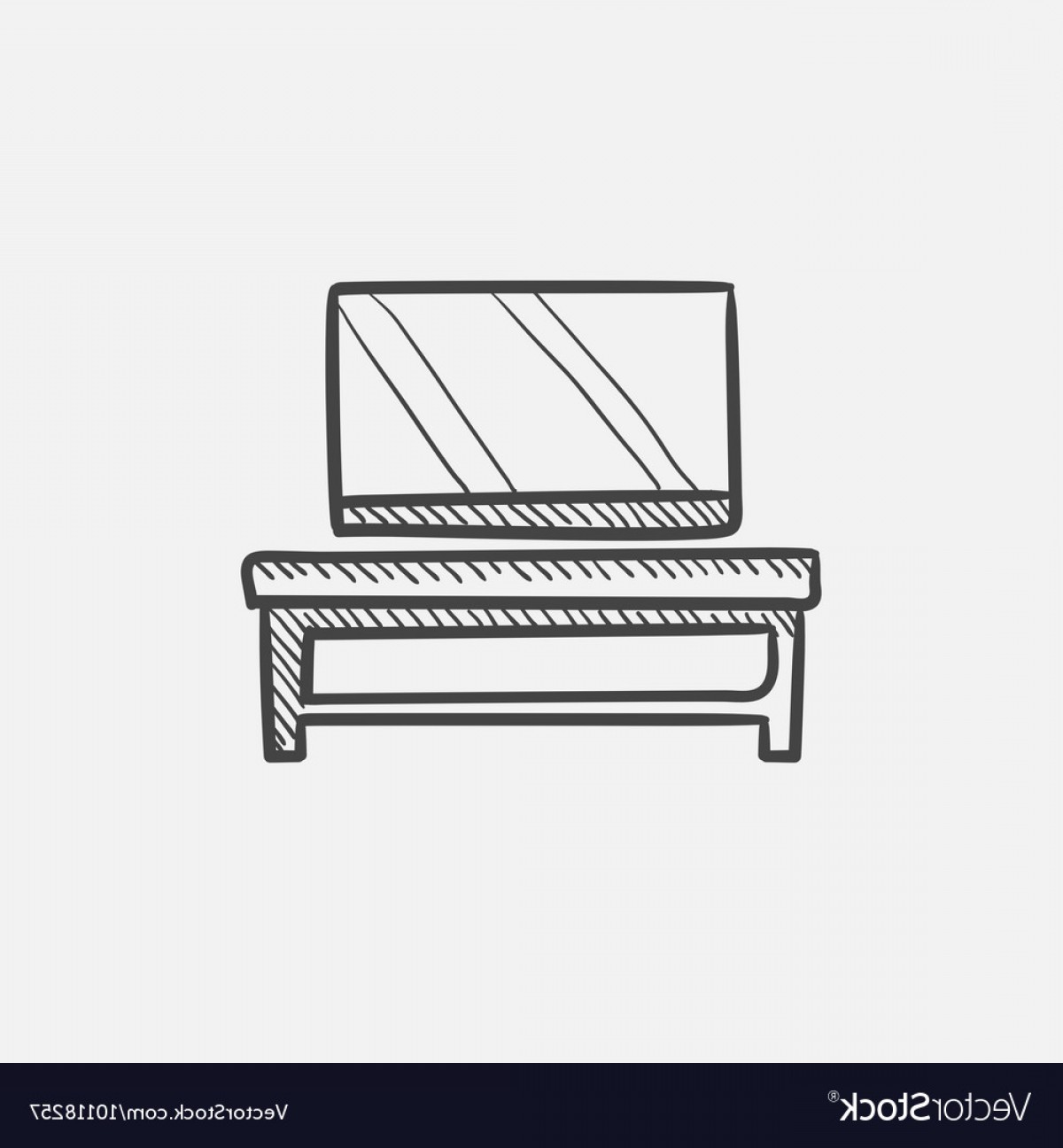 1200x1296 Flat Screen Tv On Modern Tv Stand Sketch Icon Vector Arenawp - Stand Sketch