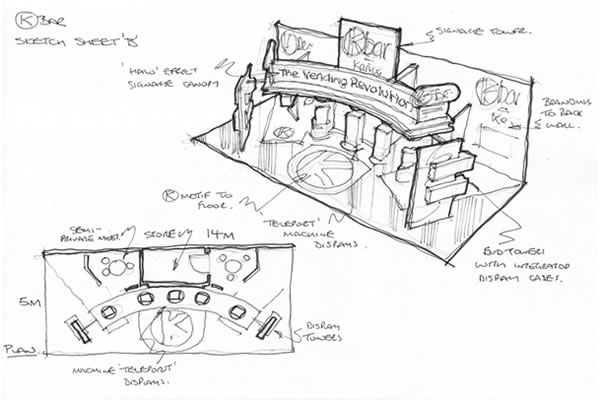 600x400 Kraft Bespoke Exhibition Stand - Stand Sketch
