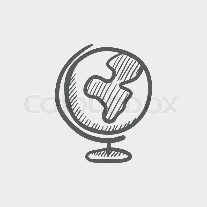 800x800 World Globe With Stand Sketch Icon For Web And Mobile. Hand Drawn - Stand Sketch