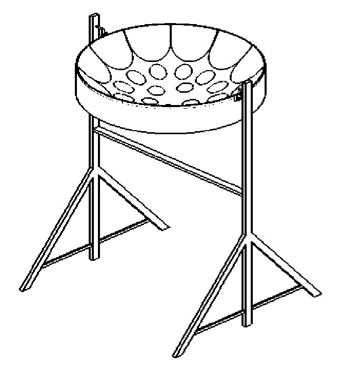 667x732 A Sketch Of A Steelpan Mounted On A Playing Stand Download - Stand Sketch
