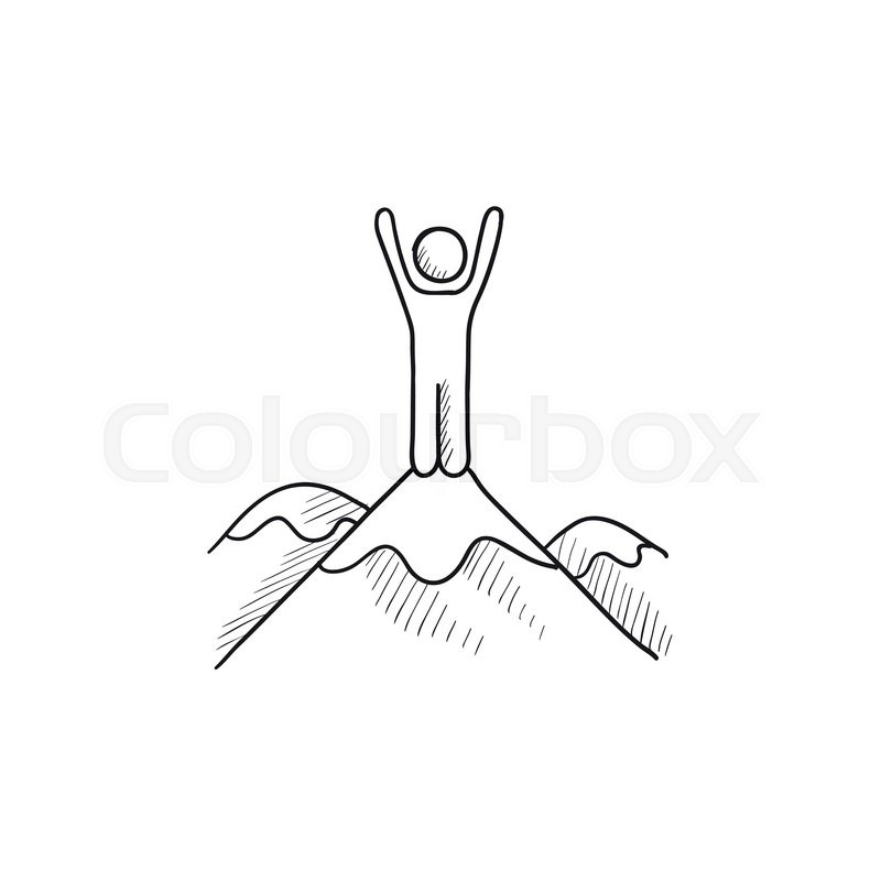 800x800 Man Standing On Top Of Mountain Vector Sketch Icon Isolated On - Standing Man Sketch