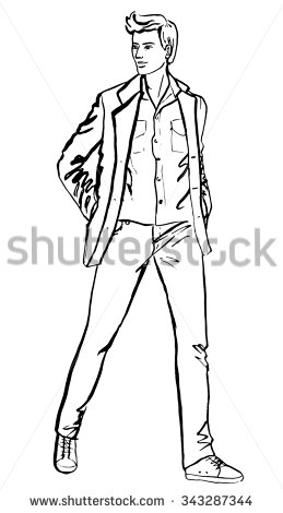 259x470 Sketch Of Man And Woman Hands Clipart - Standing Man Sketch