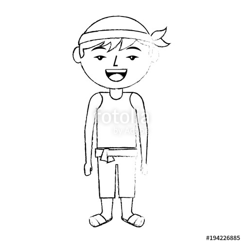 500x500 Funny Cartoon Chinese Man Standing Vector Illustration Sketch - Standing Man Sketch