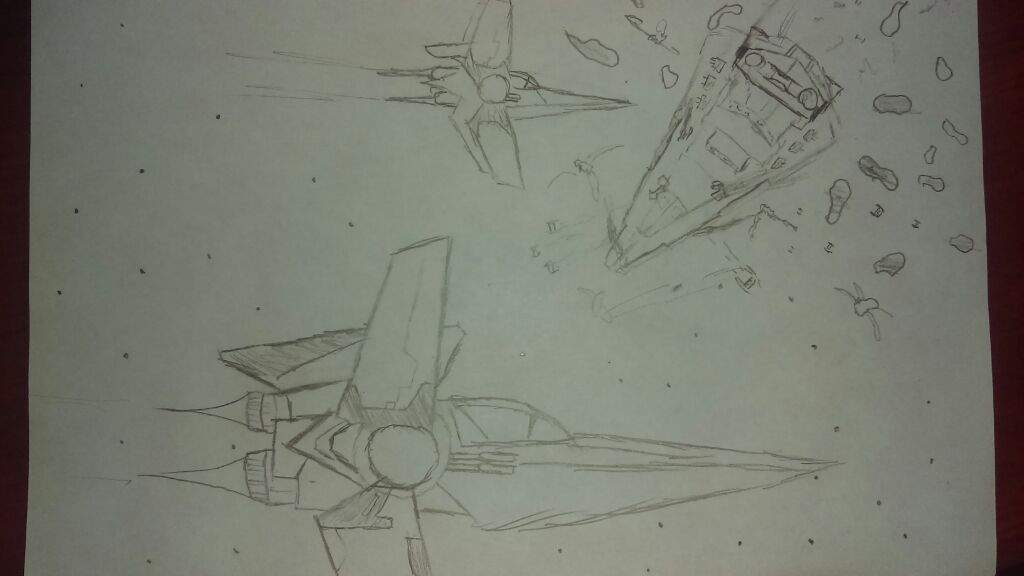 1024x576 My Sketch Of The V Wings Defending The Star Destroyer Star Wars - Star Destroyer Sketch
