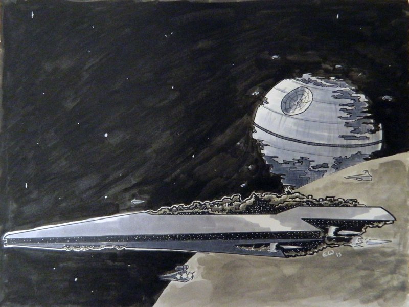 800x600 Super Star Destroyer And The Death Star! Art Blog By Eric White - Star Destroyer Sketch