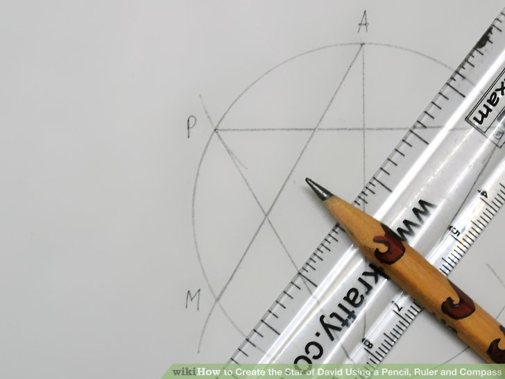 728x546 How To Create The Star Of David Using A Pencil, Ruler And Compass - Star Of David Sketch