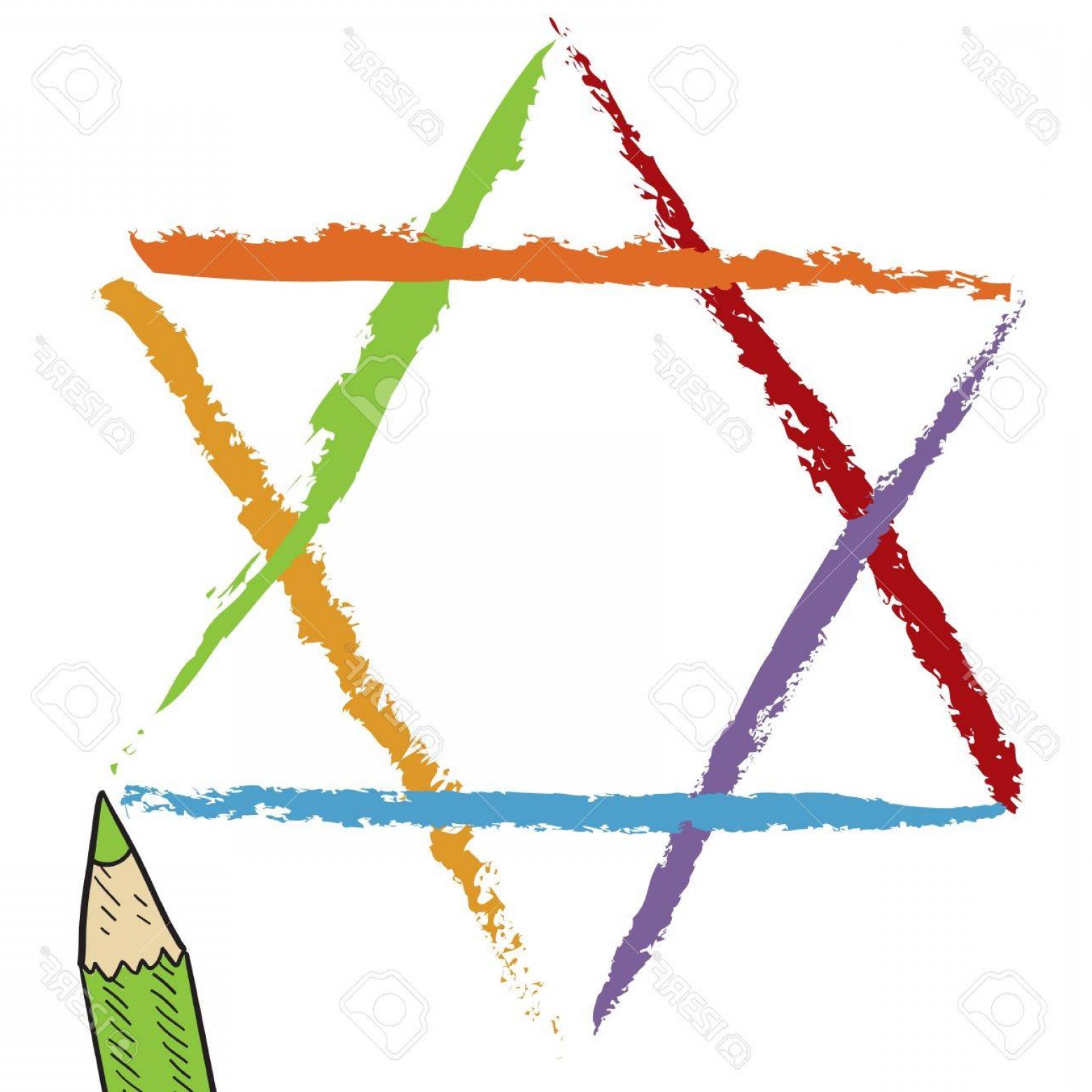 1560x1560 Photocolorful Jewish Star Of David Sketch In Vector Format - Star Of David Sketch