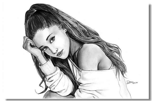 640x427 Custom Print Wall Murals Retro Music Star Arana Grande Sketch - Star Sketch