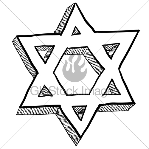 500x500 Jewish Star Of David Sketch Gl Stock Images - Star Sketch Images
