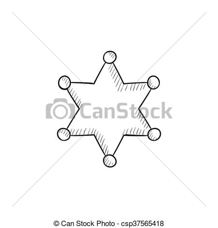 450x470 Police Star Sketch Icon. Police Star Vector Sketch Icon Isolated - Star Sketch Images