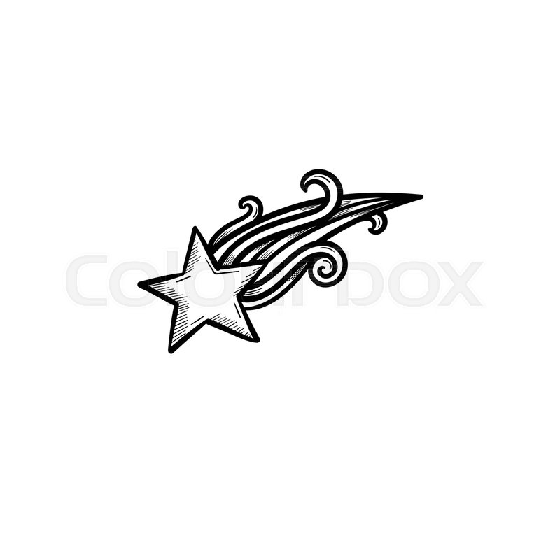 800x800 Vector Hand Drawn Shooting Star Outline Doodle Icon. Shooting Star - Star Sketch Images