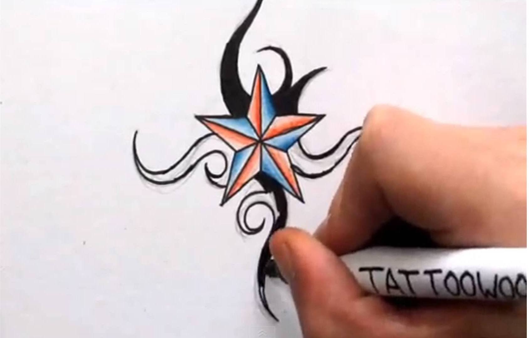 1687x1080 How To Draw A Nautical Star - Star Sketch Tattoo