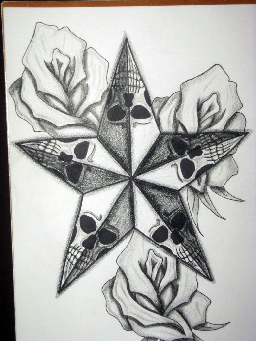 520x693 Star Tattoo Meanings, Ideas, And Pictures Tatring - Star Sketch Tattoo