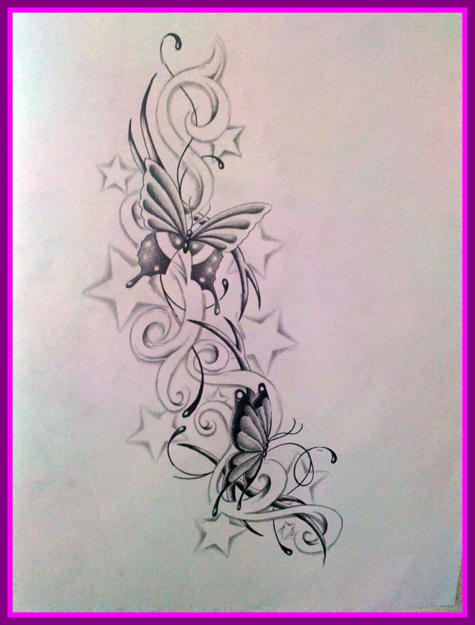 950x1250 Flower Stars Tattoos Roses Desiggns - Star Tattoo Sketch