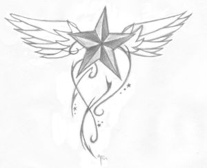 300x244 Dragon Tattoo Nautical Star Tattoo Shoulder - Star Tattoo Sketch