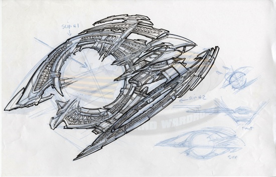 550x353 Star Trek Enterprise (Tv) Original Ship Sketch - Star Trek Enterprise Sketch