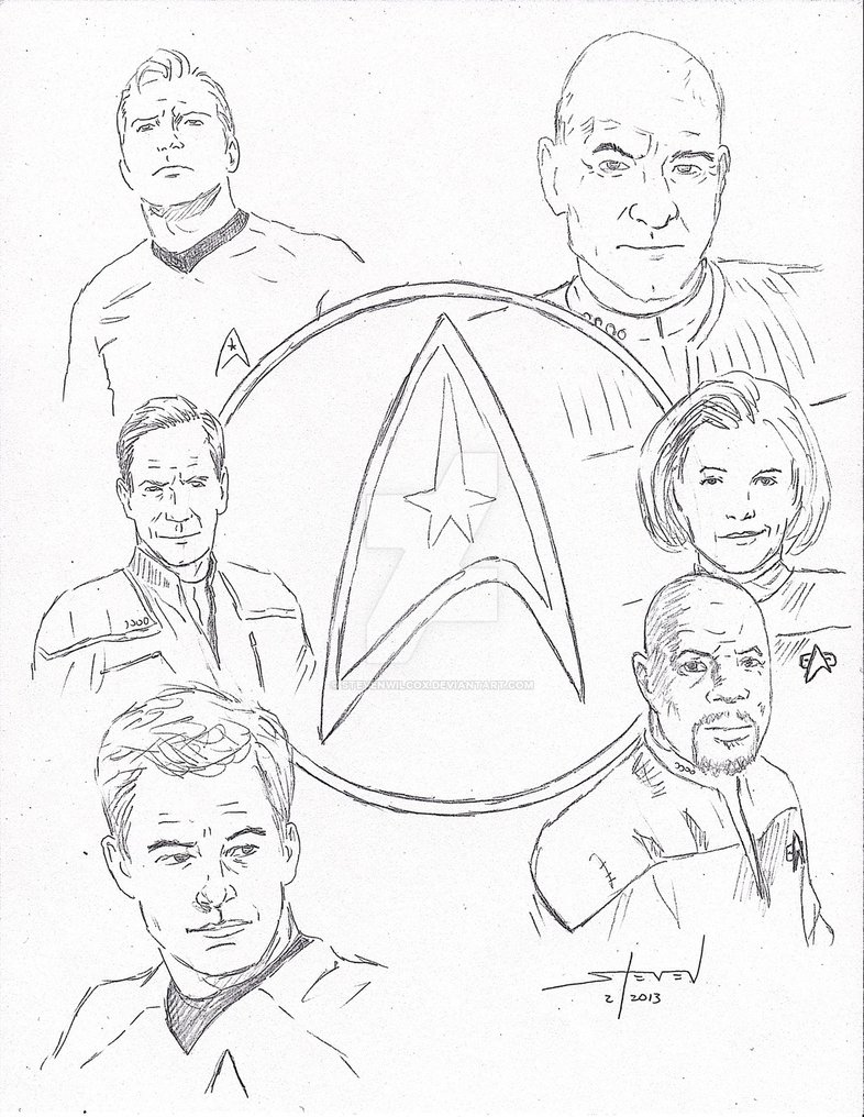 786x1016 Star Trek The Captains Sketch By Stevenwilcox - Star Trek Sketch