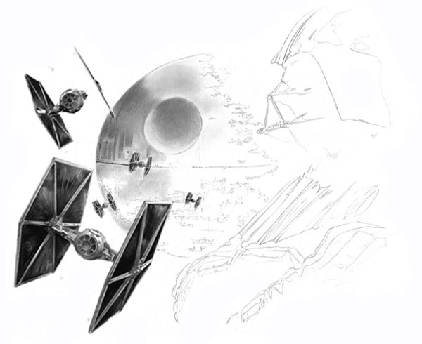 600x490 Create Your Own Star Wars Fan Art With Pencils - Star Wars Pencil Sketch