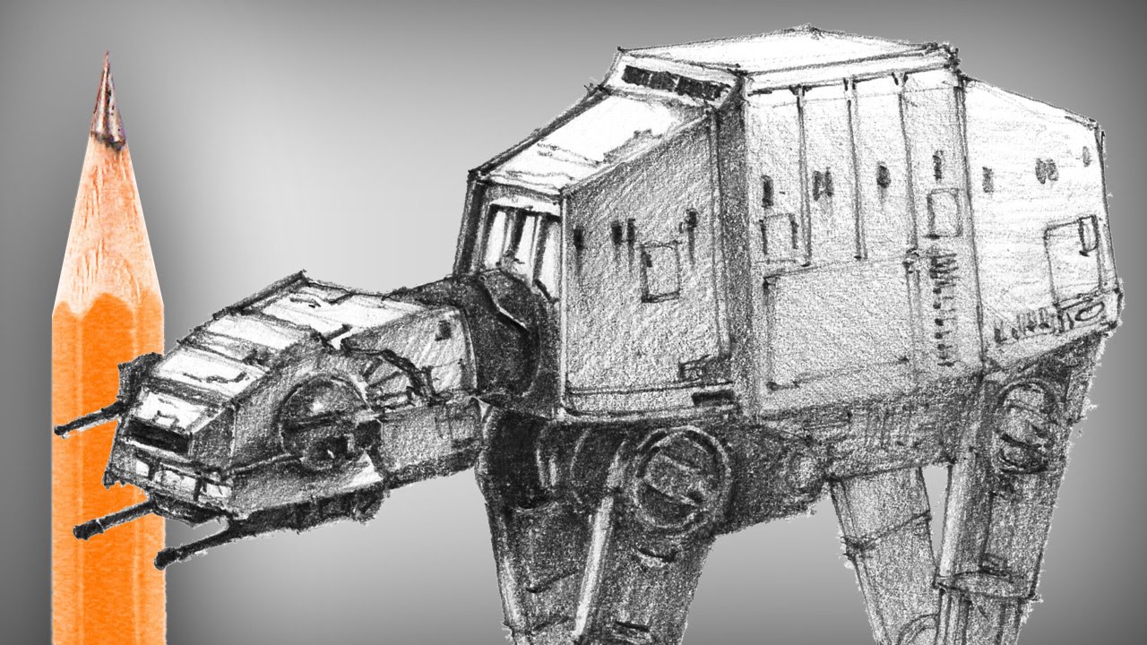 1280x720 Star Wars At At Pencil Drawing - Star Wars Pencil Sketch