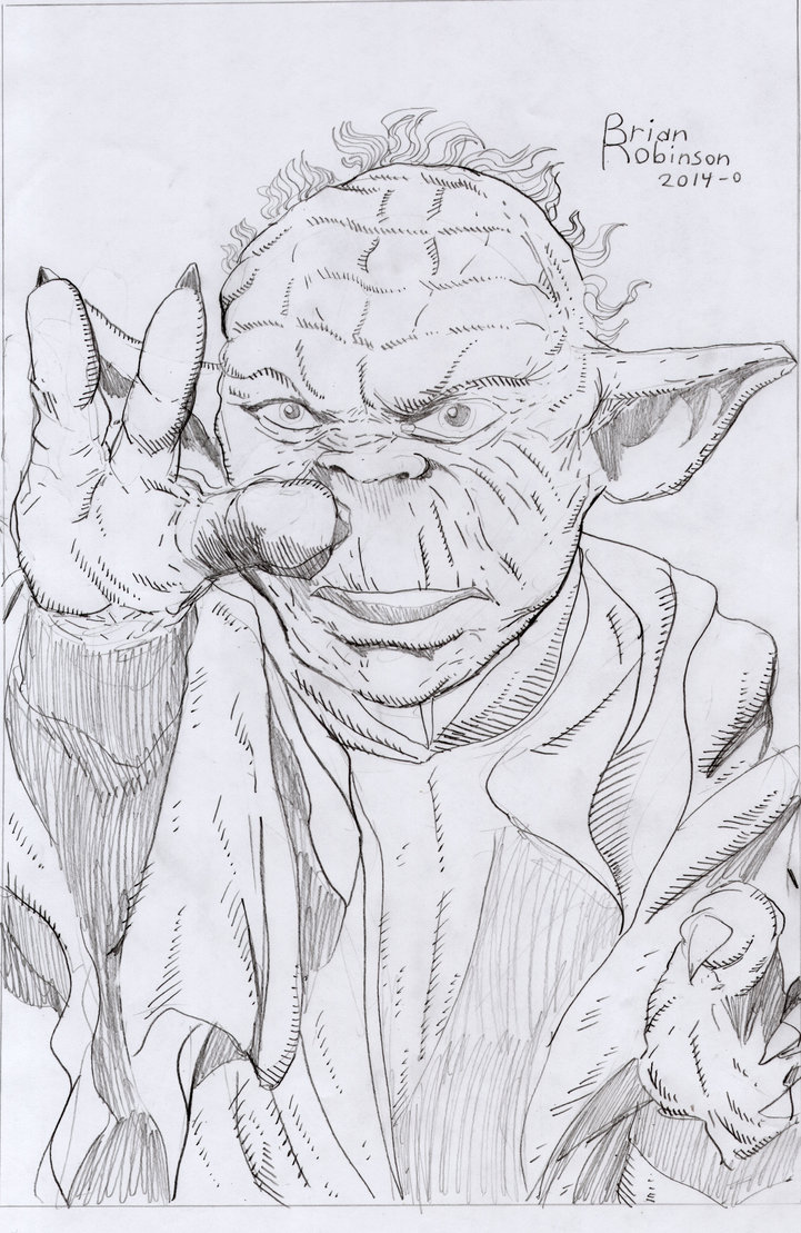 721x1109 Star Wars Yoda Pencil Drawing By Brianrobinson - Star Wars Pencil Sketch