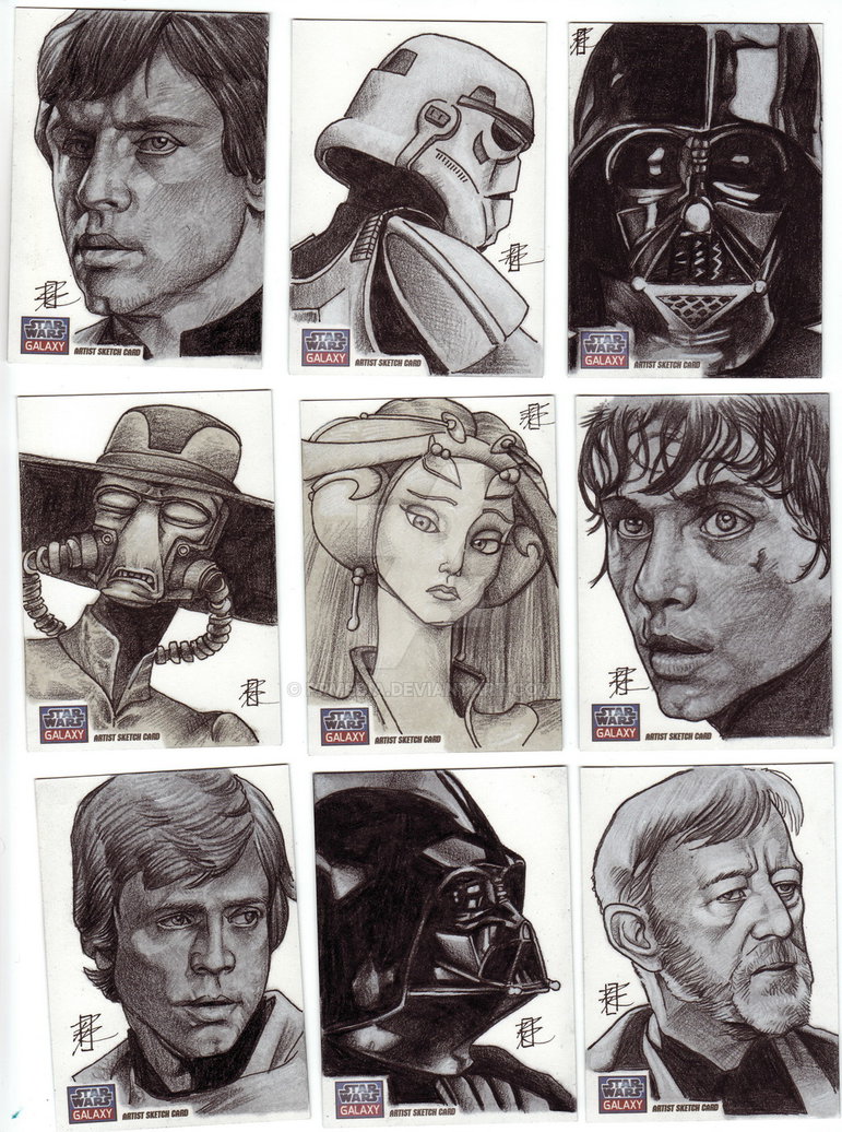 771x1036 Star Wars Galaxy 7 Artist Sketch Cards - Star Wars Sketch Art