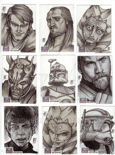 400x538 Star Wars Galaxy 7 Artist Sketch Cards - Star Wars Sketch Art