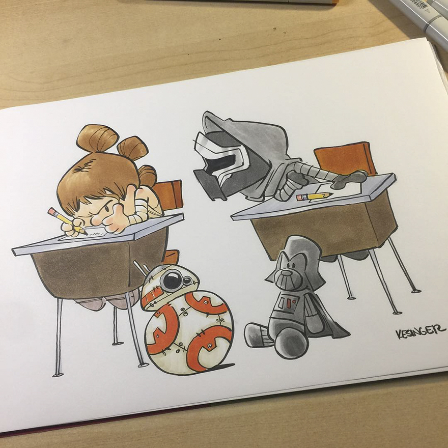 880x880 Disney Illustrator Combines Star Wars And Calvin Amp Hobbes, And The - Star Wars Sketches