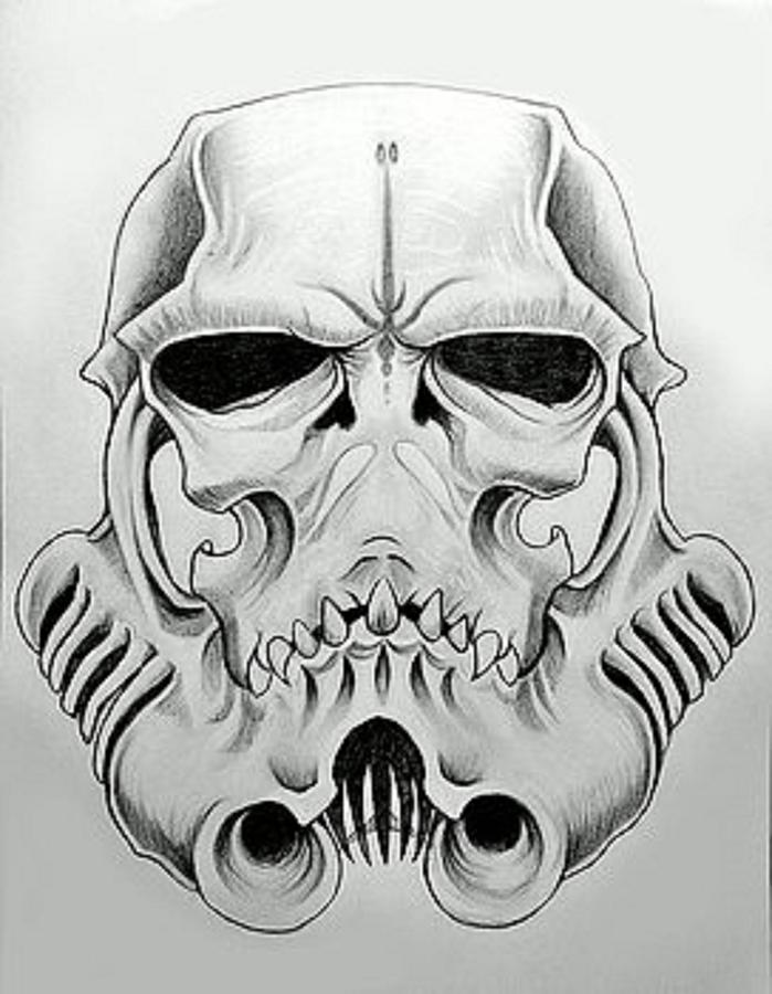 699x900 Storm Trooper Skull Drawing By Justin Boysko - Star Wars Stormtrooper Sketch