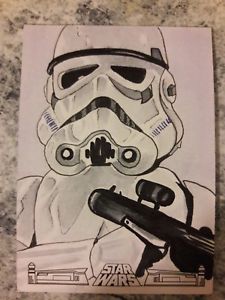 225x300 Topps Star Wars 40th Anniversary Sketch Card Jay Manchand - Star Wars Stormtrooper Sketch