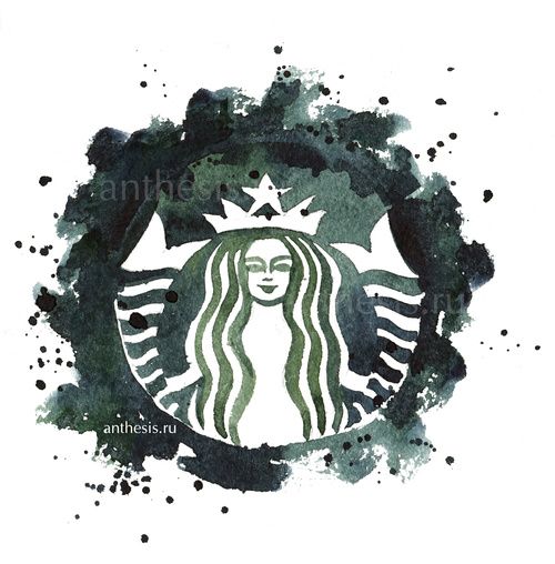 500x508 Starbucks Logo Watercolor Sketch By Romashkinav Anthesis Art - Starbucks Logo Sketch