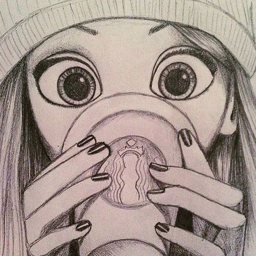 500x500 Image About Art In Basic By Just A Tumblr Girl - Starbucks Sketch