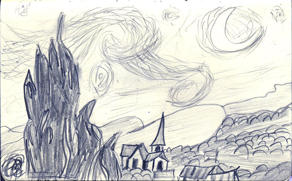 Starry Night Sketch at PaintingValley.com | Explore collection of