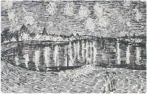 605x387 Starry Night By Vincent Van Gogh - Starry Night Sketch