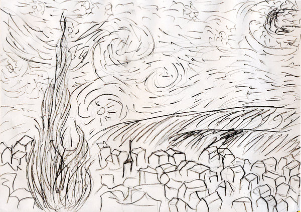 600x423 Starry Night Sketch By Chocapicchick - Starry Night Sketch