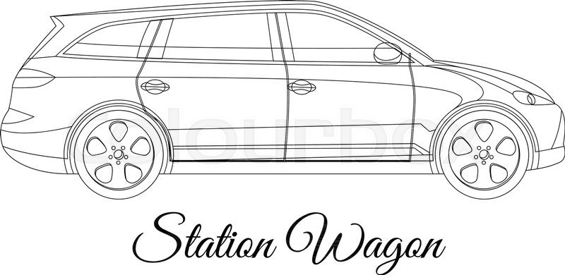 800x390 Station Wagon Car Body Type Outline Vector Illustration Stock - Station Wagon Sketch