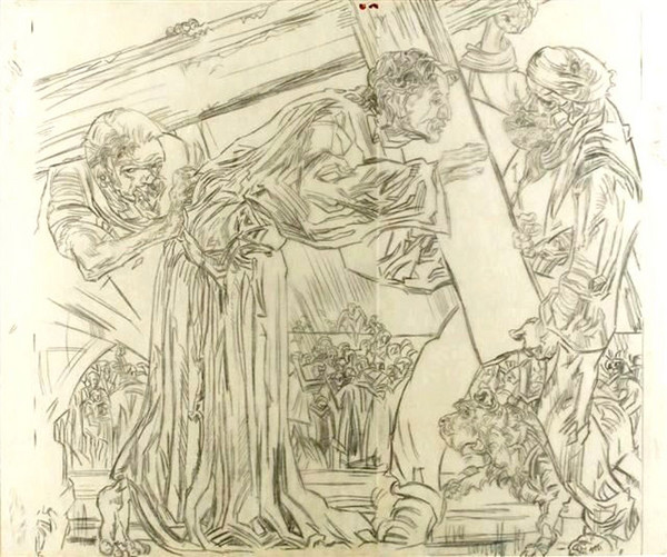 600x501 Frank Brangwyn Sacred Art Pilgrim Collection Artists Sacred - Stations Of The Cross Sketches
