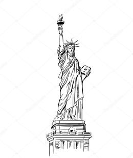 260x308 Statue Of Liberty Face Silhouette Vector Clipart - Statue Of Liberty Face Sketch