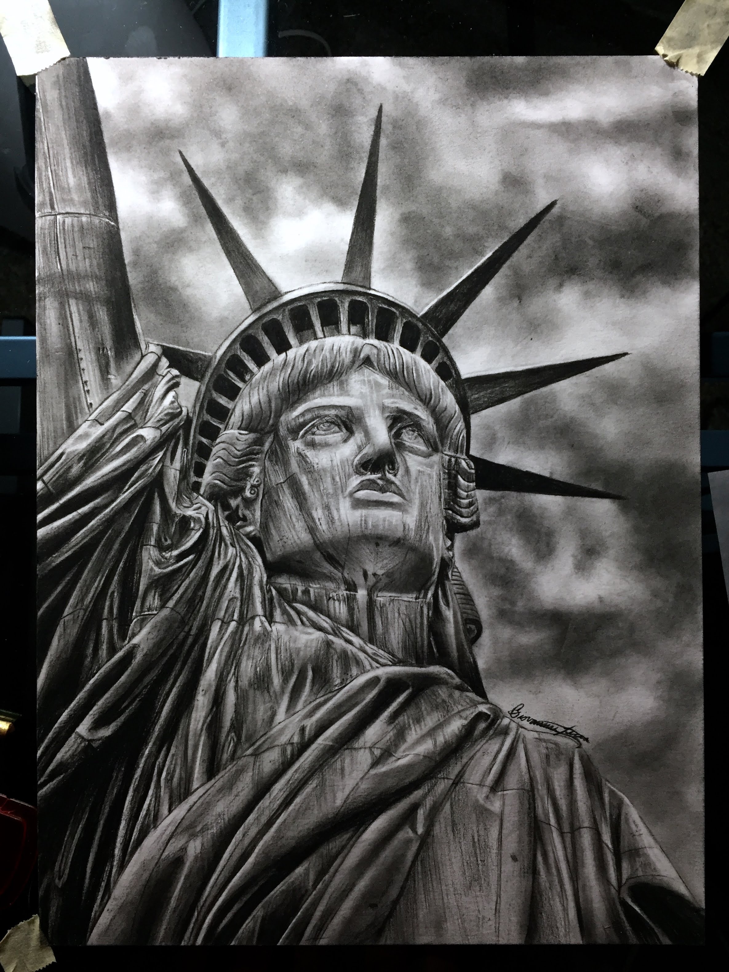 Statue Of Liberty Face Sketch at PaintingValley.com | Explore ...