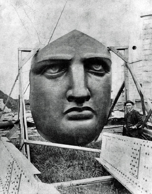 640x818 Vintage Photos Construction Of The Statue Of Liberty In Paris And - Statue Of Liberty Face Sketch