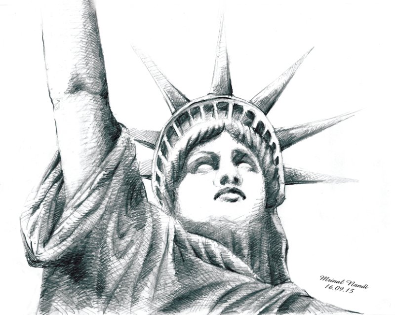 800x638 Drawn Statue Of Liberty Pencil Sketch - Statue Of Liberty Pencil Sketch