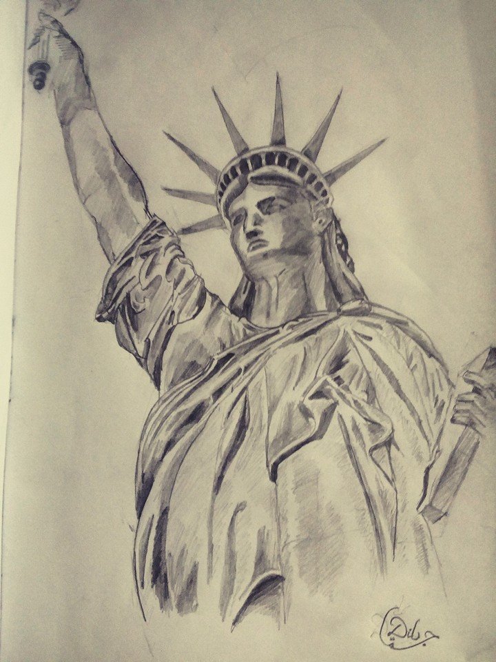 Statue Of Liberty Pencil Sketch at PaintingValley.com | Explore ...