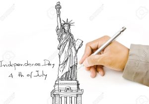 300x210 Independence Day Pencil Sketch Creative Drawing (Happy - Statue Of Liberty Pencil Sketch