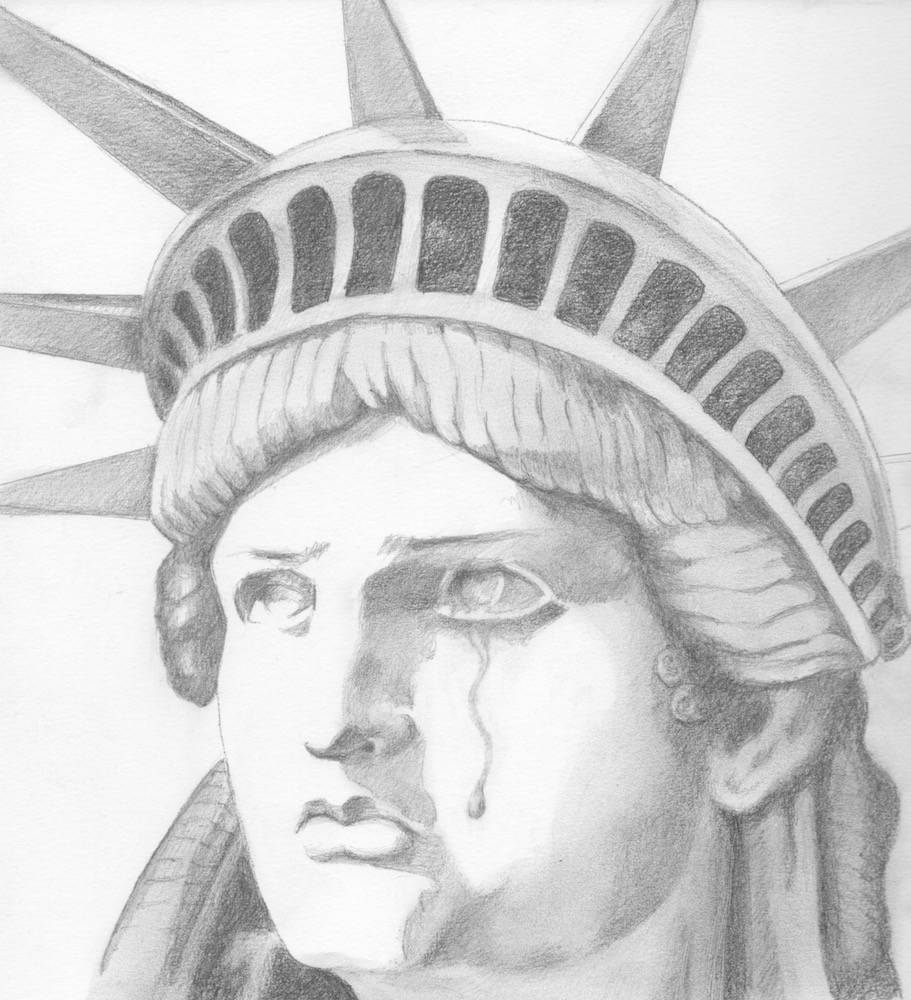911x1000 Mother Of Exiles Statue Of Liberty Crying Pencil Drawing On Etsy - Statue Of Liberty Pencil Sketch