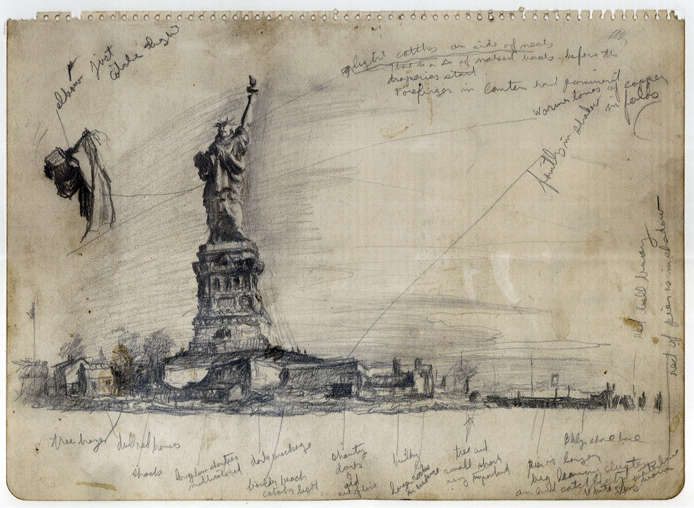 1000x732 My Studio A New Exhibition Of Plein Air Drawings By John A. Noble - Statue Of Liberty Pencil Sketch