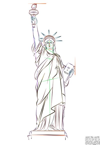 399x575 Collection Of Statue Of Liberty Drawing Tutorial High - Statue Of Liberty Pencil Sketch