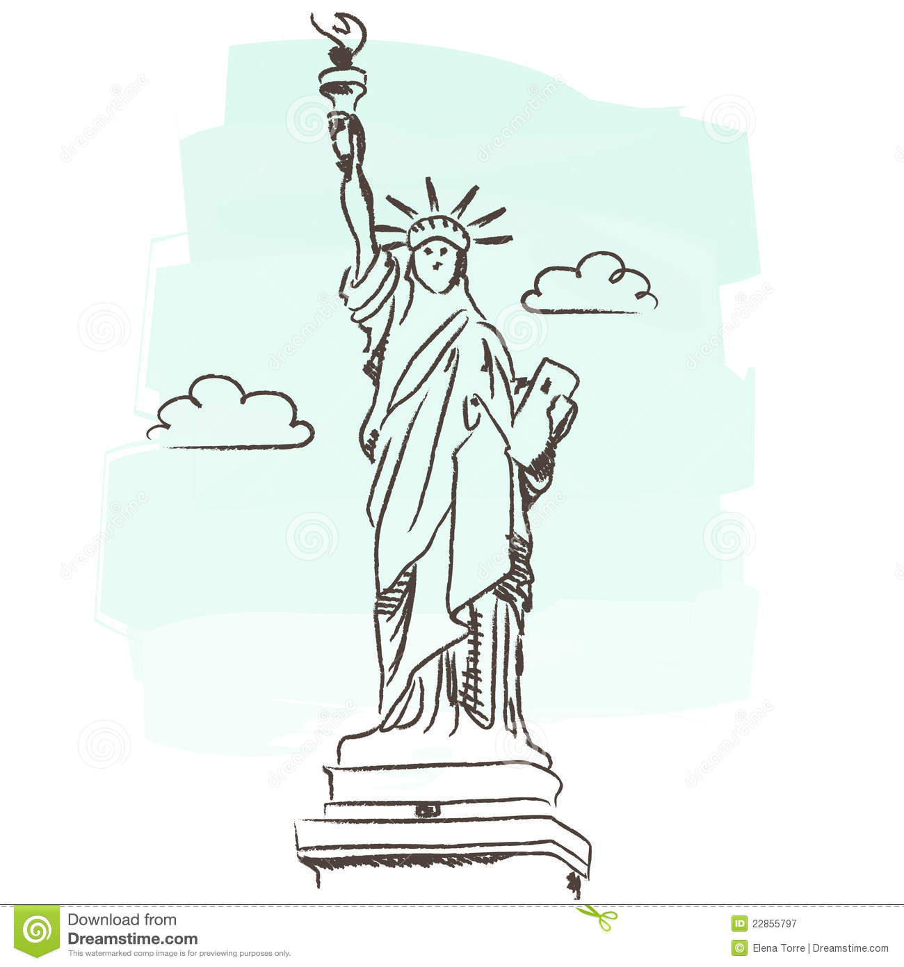1300x1390 Statue Of Liberty Clipart Doodle ~ Frames ~ Illustrations ~ Hd - Statue Of Liberty Pencil Sketch