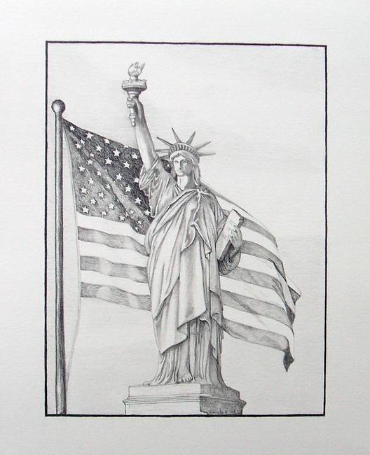 528x650 Stunning The Statue Of Liberty Colored Pencil Drawings And - Statue Of Liberty Pencil Sketch