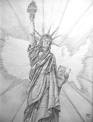 382x500 Drawn Statue Of Liberty Pen 10 - Statue Of Liberty Pencil Sketch