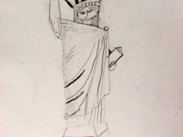 640x480 Drawn Statue Of Liberty Pencil 14 - Statue Of Liberty Pencil Sketch