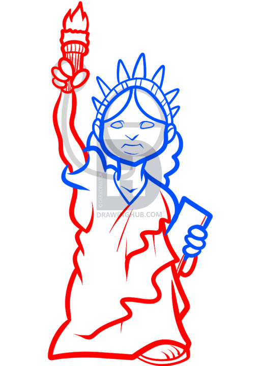 515x720 How To Draw The Statue Of Liberty Easy, Step By Step, Drawing - Statue Of Liberty Sketch Easy